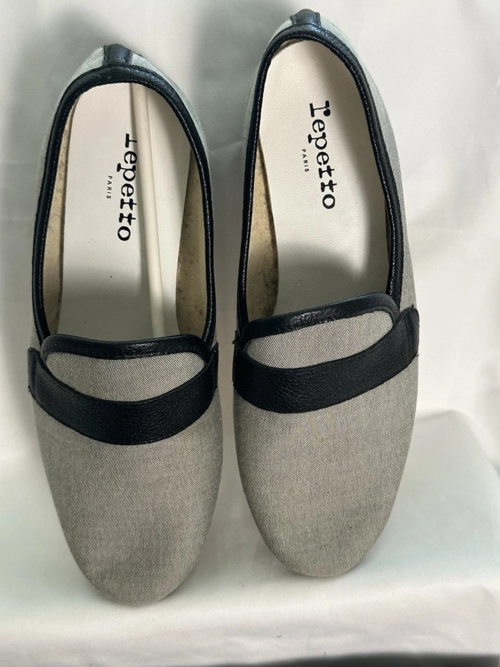 : Repetto Paris "Michael" Gray Canvas & Leather Loafers - Size 40 Fits US 8.5/9